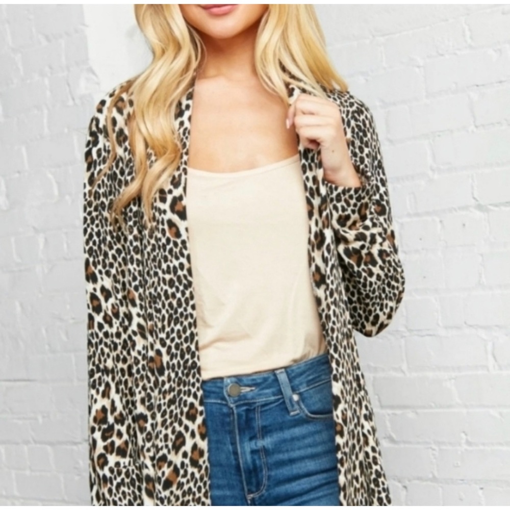1 LEFT! Taupe Animal Print Cardigan - Picture 4 of 5